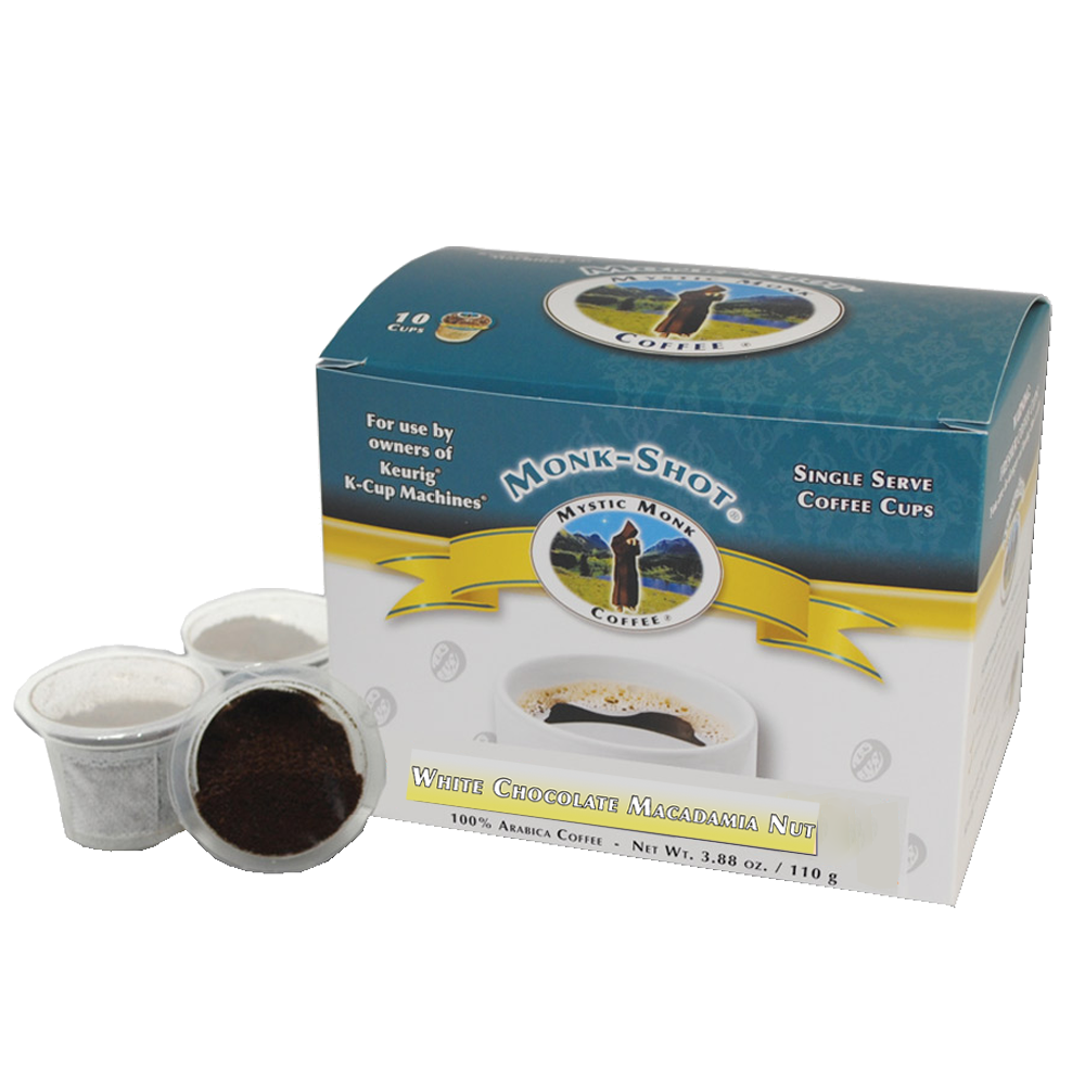 White Chocolate Macadamia Nut 10ct., Monk-Shots - Mystic Monk Coffee
