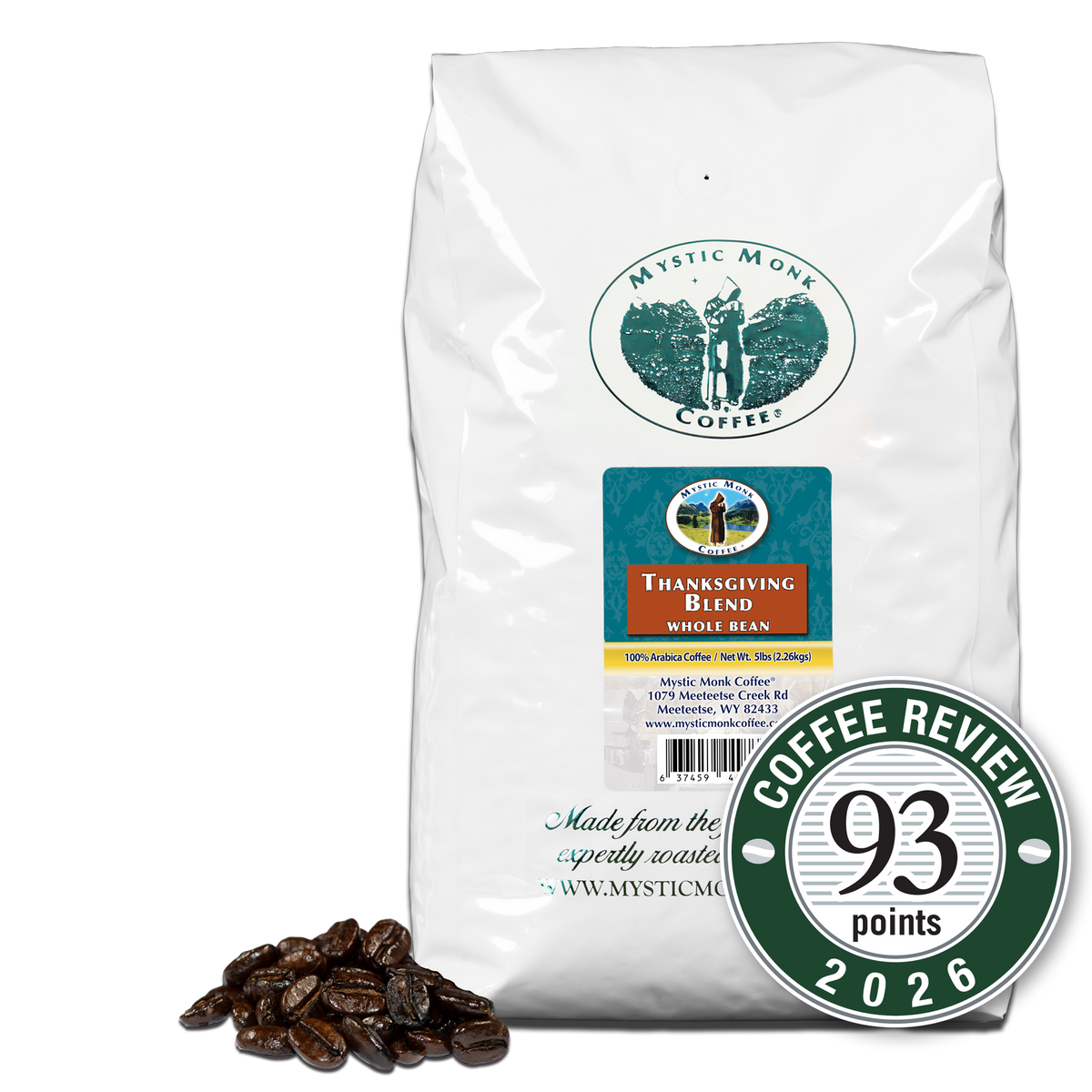 Thanksgiving Blend whole bean 5lb bag with the Coffee Review 93 points 2026 medallion