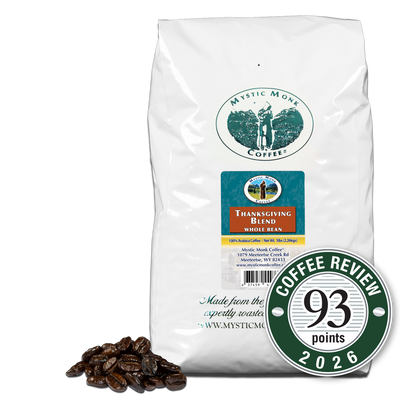 Thanksgiving Blend whole bean 5lb bag with the Coffee Review 93 points 2026 medallion