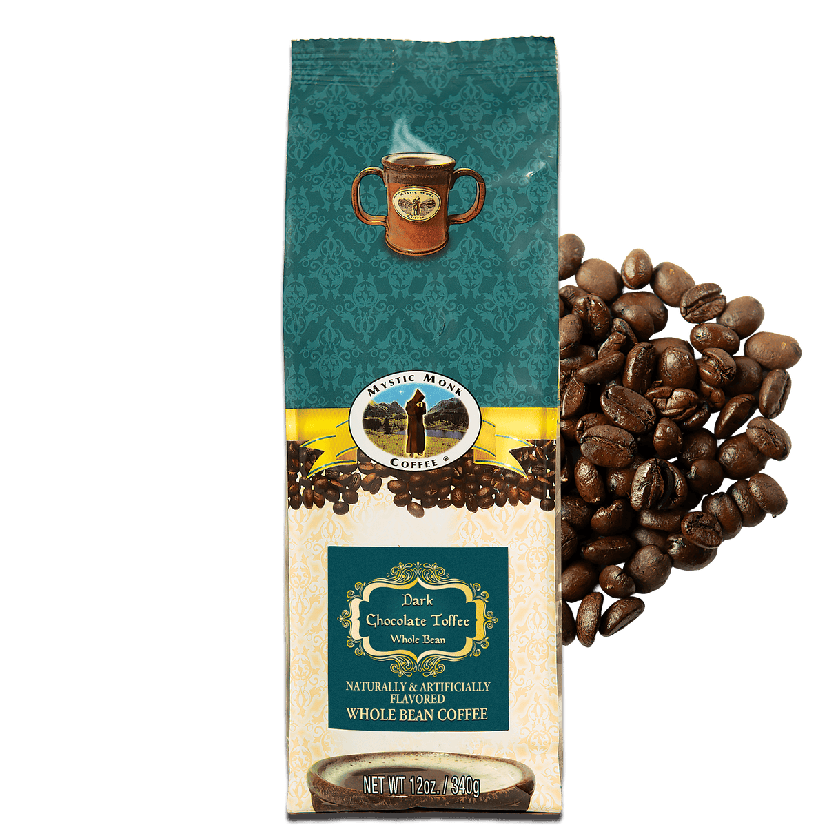 Dark chocolate toffee coffee blend by Mystic Monk Coffee