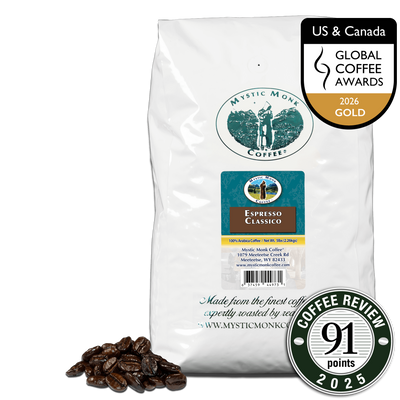 Espresso Classico 5lb whole bean coffee - Gold Medal, Global Coffee Awards US & Canada 2026, 91 points Coffee Review
