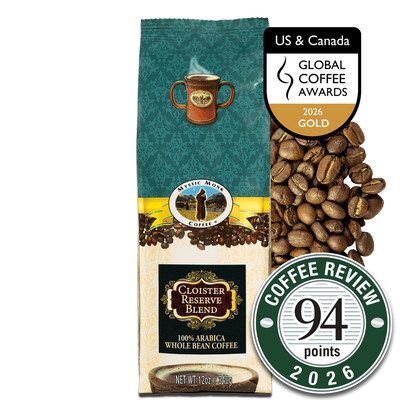 Cloister Reserve Blend 12oz coffee - Gold Medal, Global Coffee Awards US & Canada 2026, 94 points Coffee Review