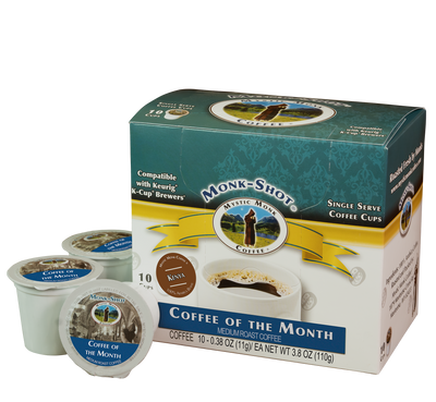 Kenya Peaberry Coffee of the Month Monk-Shots 10ct box