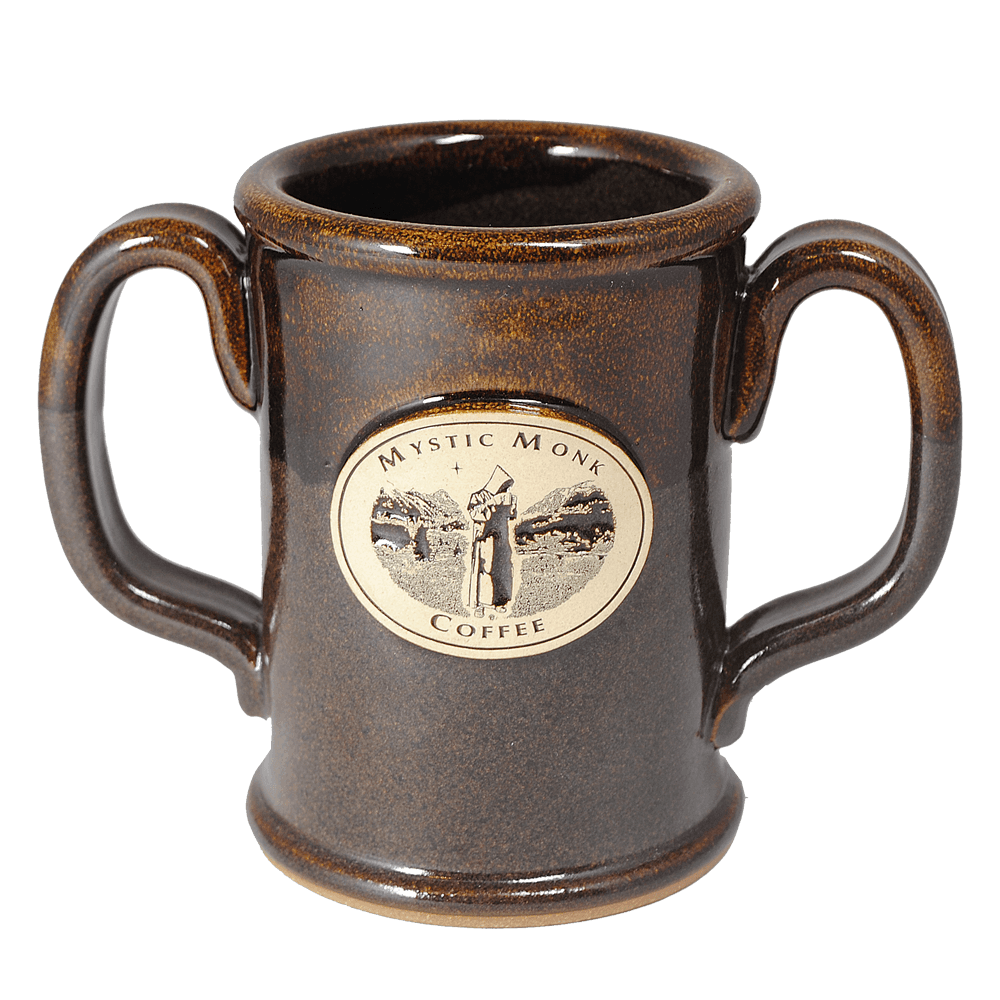 Dark Brown Double Handled Mug, Mug - Mystic Monk Coffee